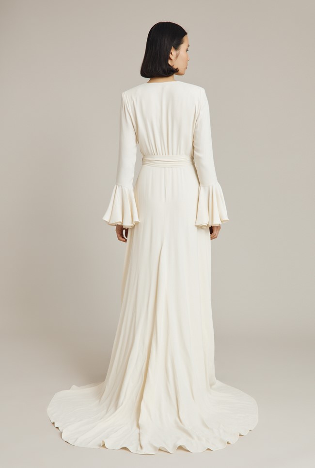 Viola Flute-Sleeve Wedding Dress