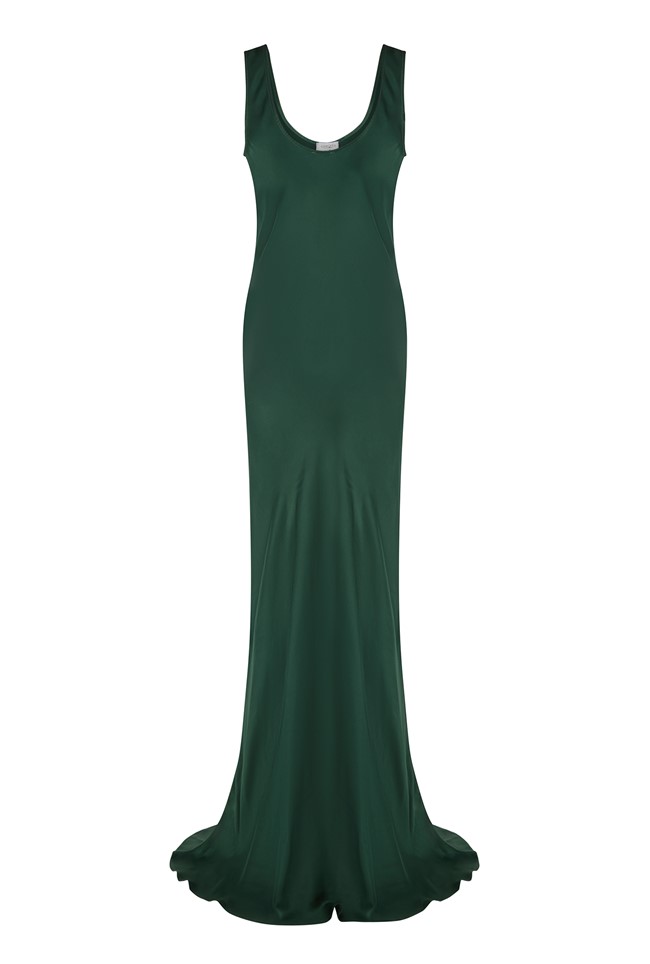 Long Occ Dress With Sleeveless Sleeves In Green With A Scoop Neckline ...