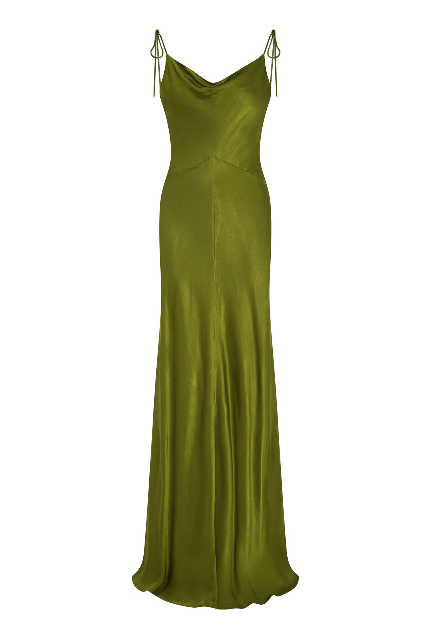 Long Occ Dress With Sleeveless Sleeves In Green With A Soft Cowl ...