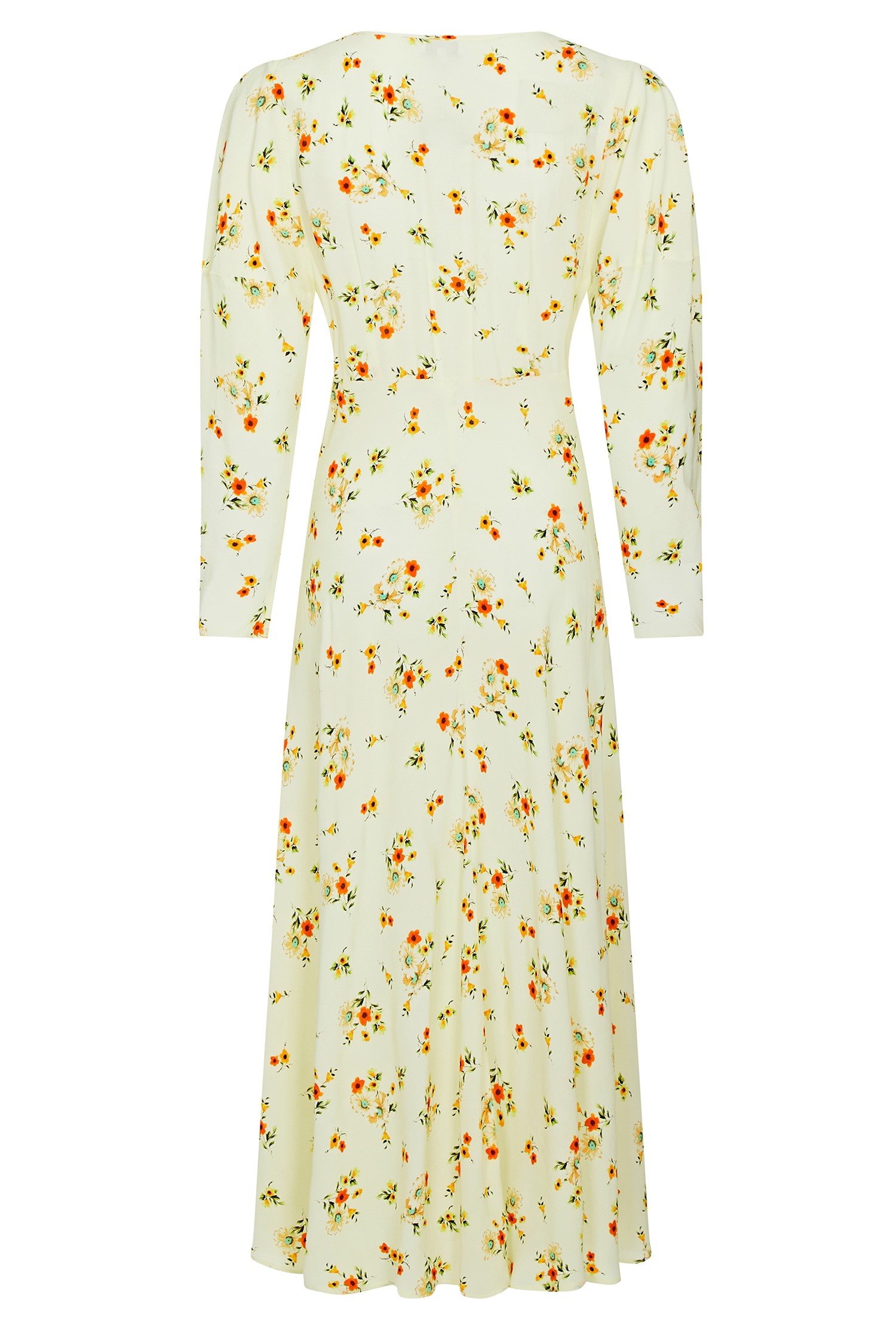 Crepe Midi Dress with Long Sleeves in Cream Print | Ghost London