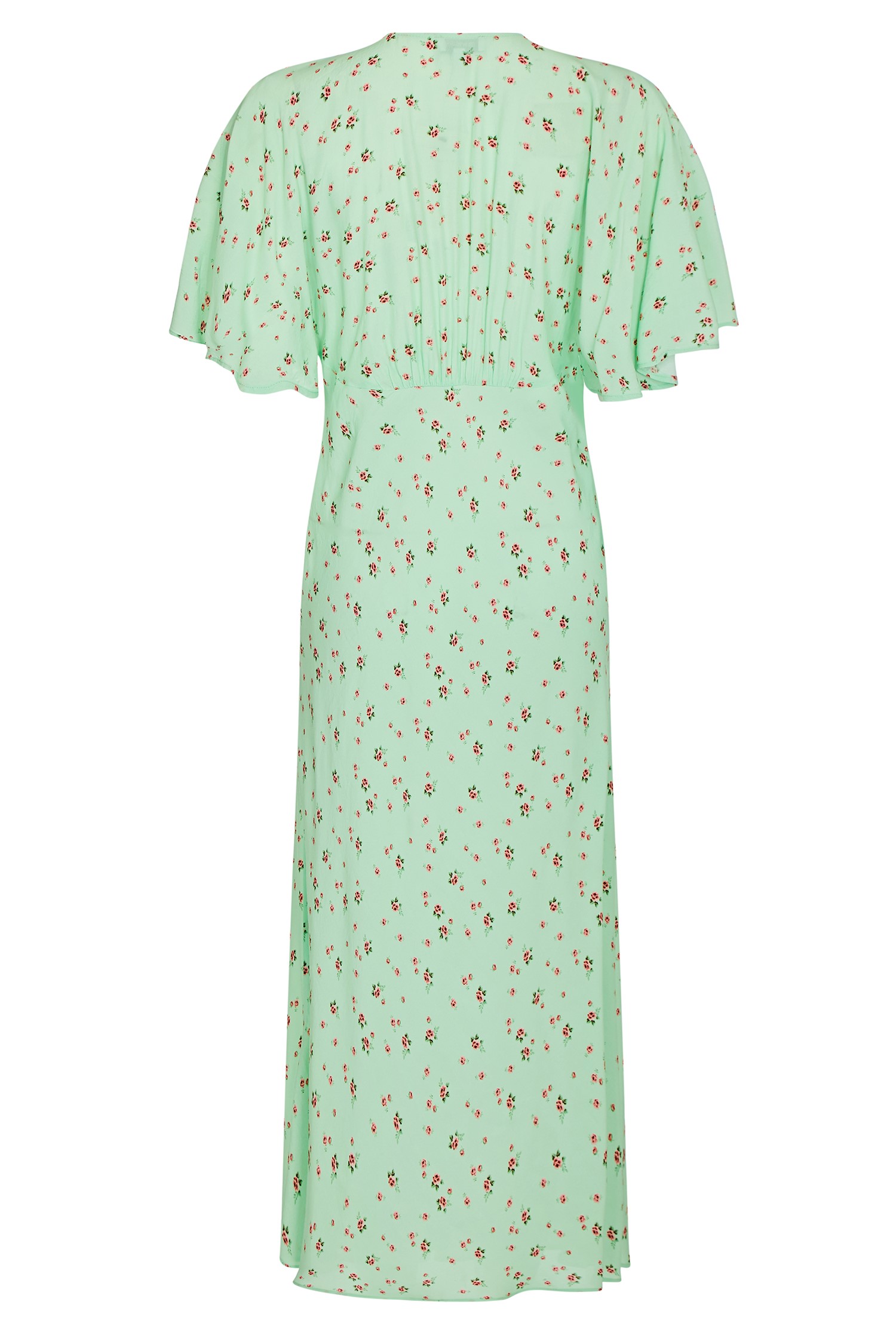 Crepe Midi Dress with Short Sleeves in Green Print | Ghost London