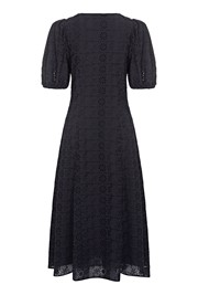 Cotton Midi Dress with Short Sleeves in Black | Ghost London