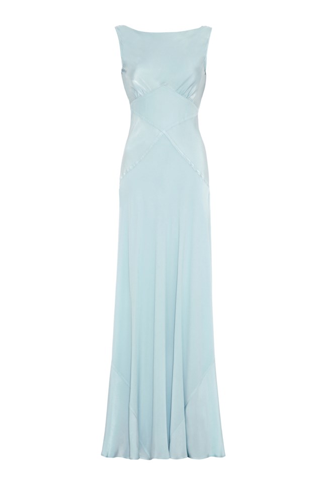 Long Gown with Boat Neck in Sky Blue | Ghost London