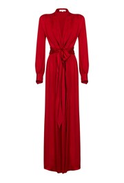 Becky Red Satin Maxi Dress with Long Sleeves | Ghost London