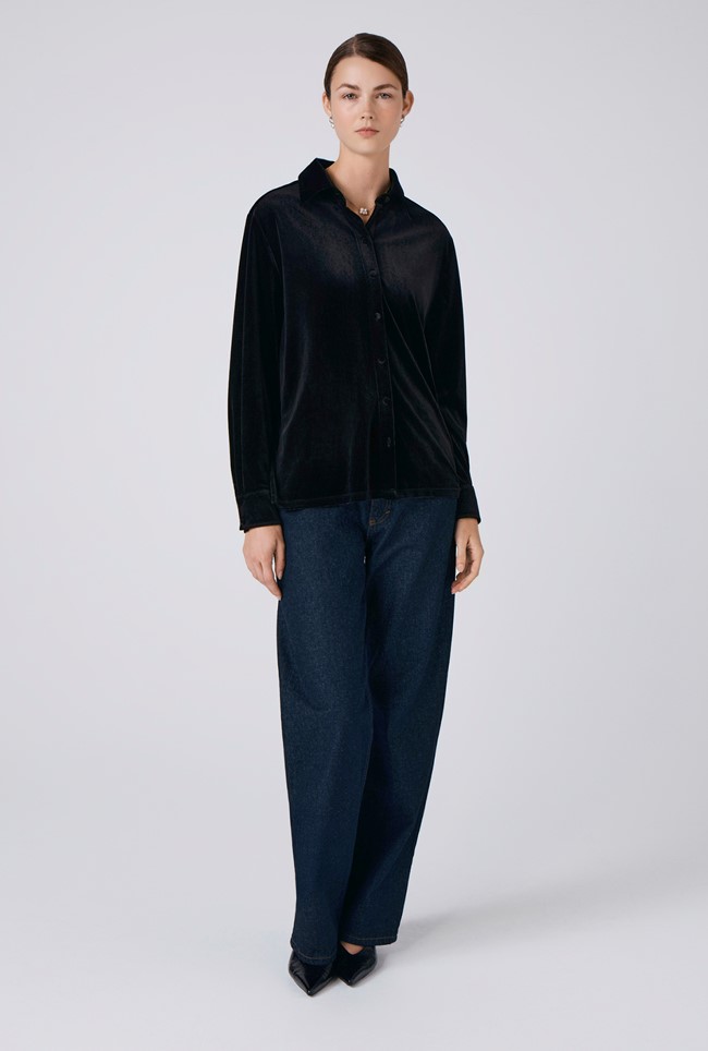 Ellie Velvet Button Down Shirt