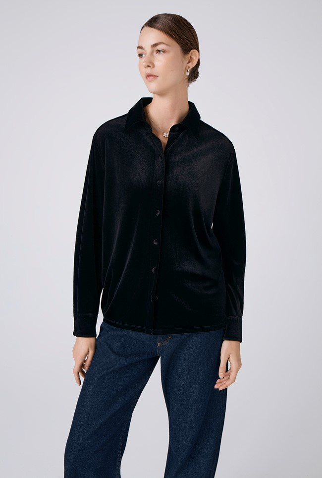 Ellie Velvet Button Down Shirt