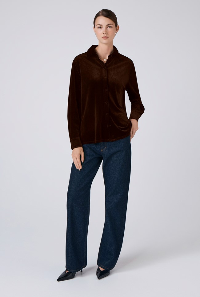 Ellie Velvet Button Down Shirt