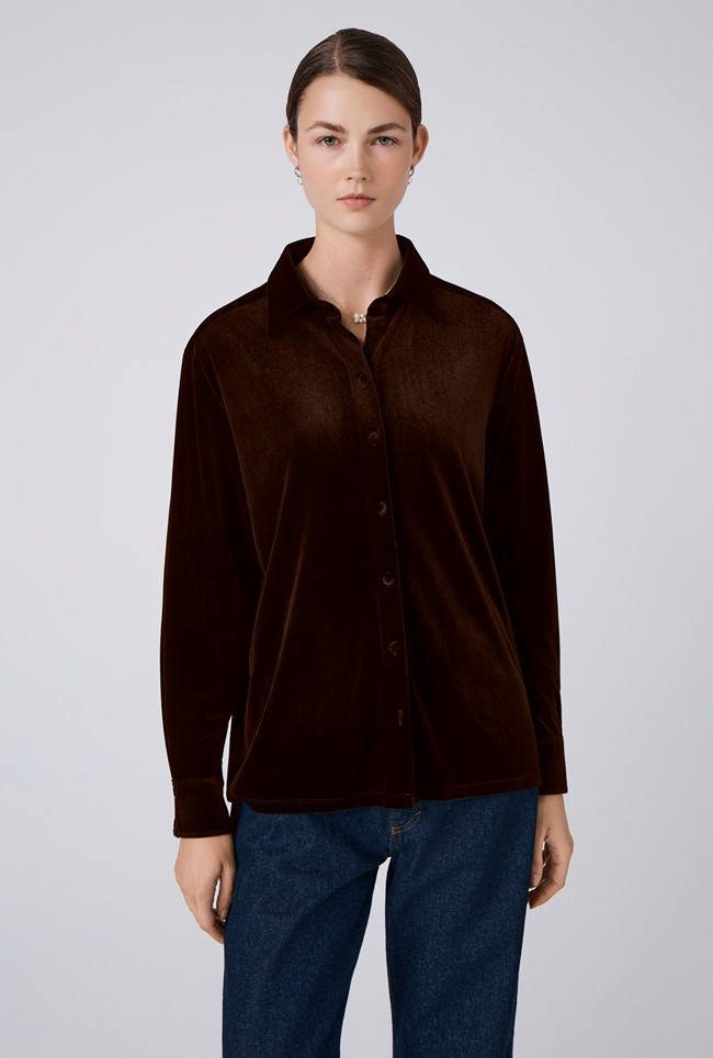 Ellie Velvet Button Down Shirt