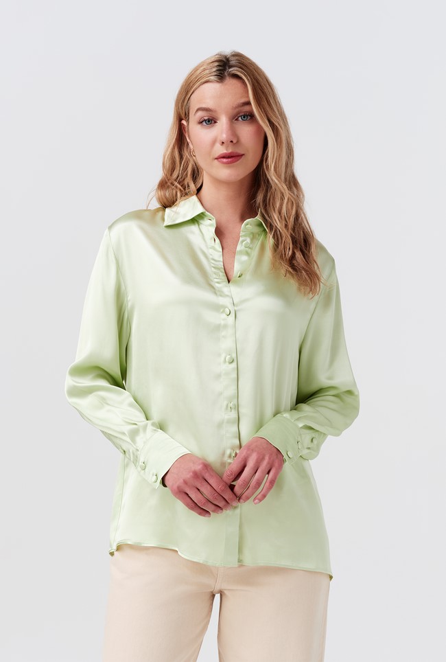 Ellie Satin Collared Shirt