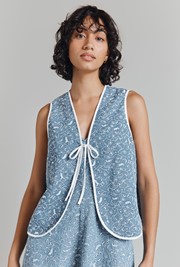 Juliet Denim Embroidered Trim Waistcoat