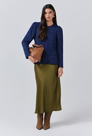 Zara Quilted Crepe Embroidered Button Through Jacket