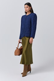 Zara Quilted Crepe Embroidered Button Through Jacket