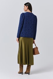 Zara Quilted Crepe Embroidered Button Through Jacket