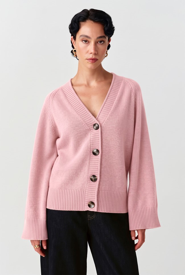 Darcy V-Neck Rolled Hem Knitted Cardigan