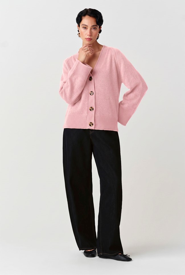 Darcy V-Neck Rolled Hem Knitted Cardigan