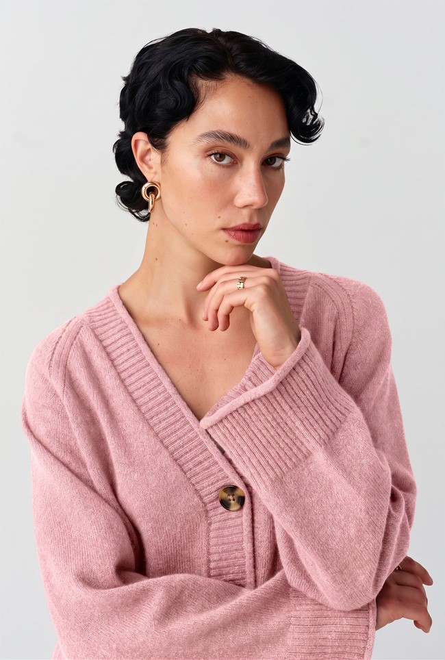 Darcy V-Neck Rolled Hem Knitted Cardigan