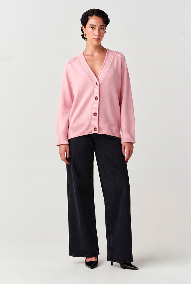 Darcy V-Neck Rolled Hem Knitted Cardigan