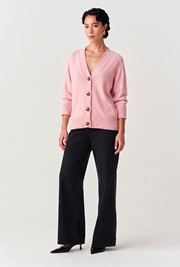 Darcy V-Neck Rolled Hem Knitted Cardigan