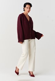 Darcy V-Neck Rolled Hem Knitted Cardigan