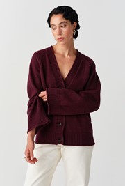 Darcy V-Neck Rolled Hem Knitted Cardigan