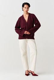 Darcy V-Neck Rolled Hem Knitted Cardigan