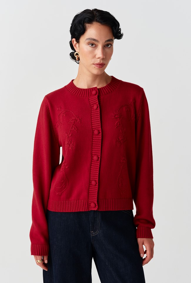 Sandra Embroidered Round Neck Knitted Cardigan