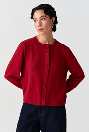 Sandra Embroidered Round Neck Knitted Cardigan