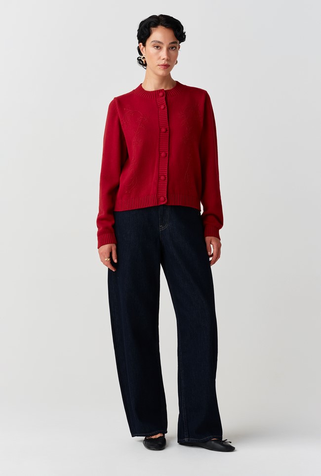 Sandra Embroidered Round Neck Knitted Cardigan