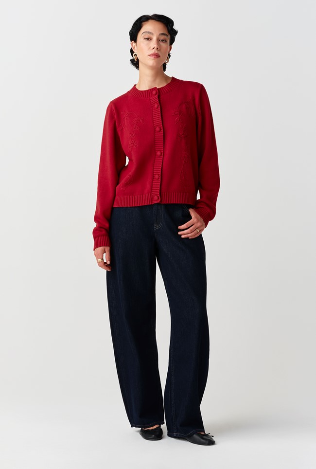 Sandra Embroidered Round Neck Knitted Cardigan