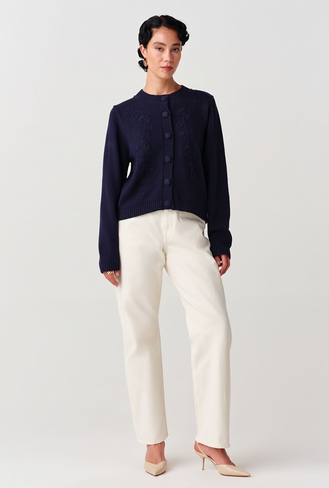 Sandra Embroidered Round Neck Knitted Cardigan