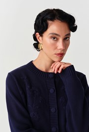 Sandra Embroidered Round Neck Knitted Cardigan
