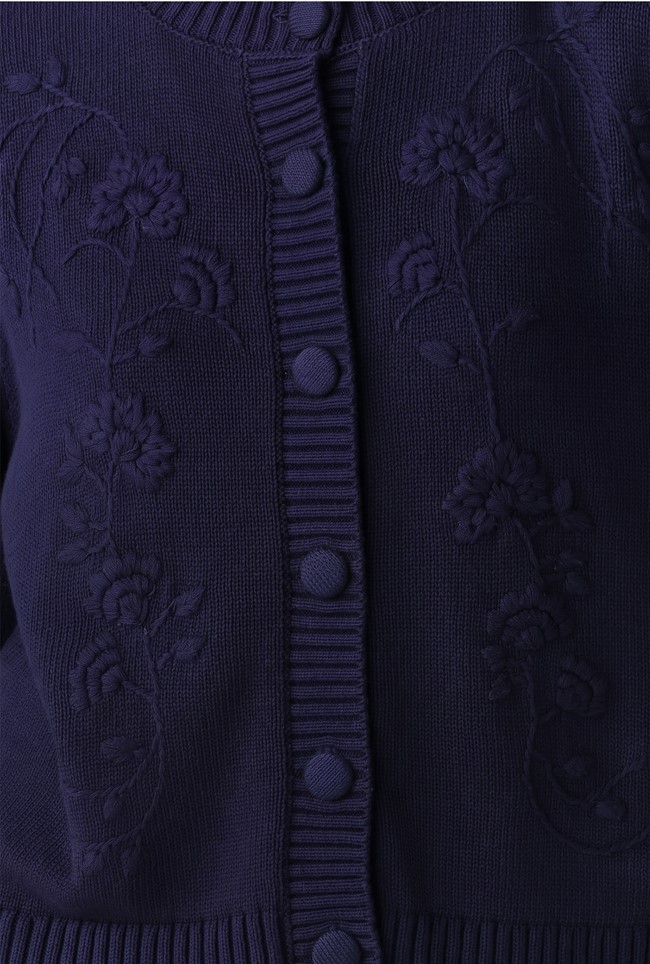 Sandra Embroidered Round Neck Knitted Cardigan