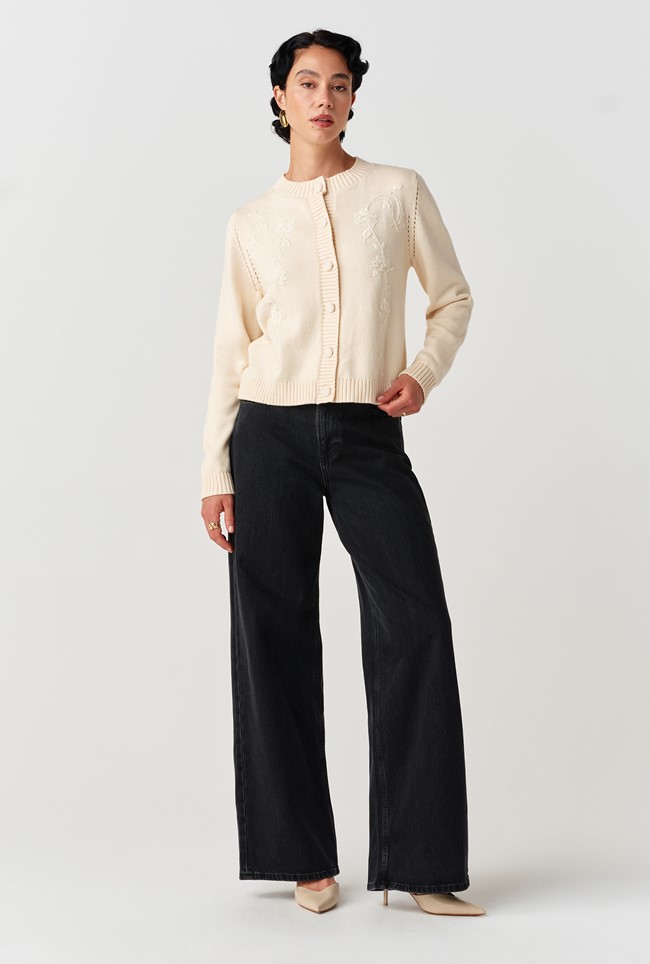 Sandra Embroidered Round Neck Knitted Cardigan