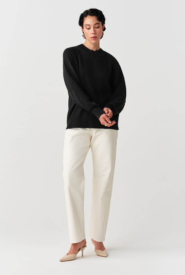 Olivia Embroidered Round Neck Knitted Jumper