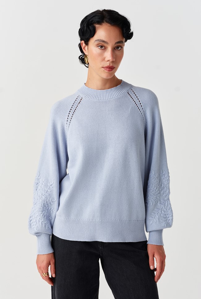 Olivia Embroidered Round Neck Knitted Jumper