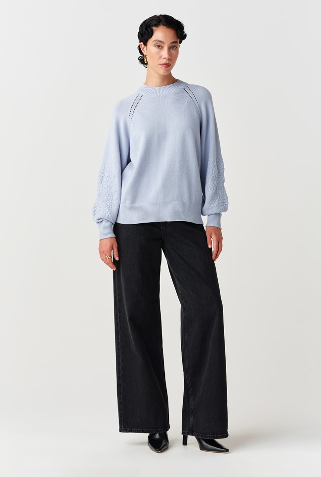 Olivia Embroidered Round Neck Knitted Jumper