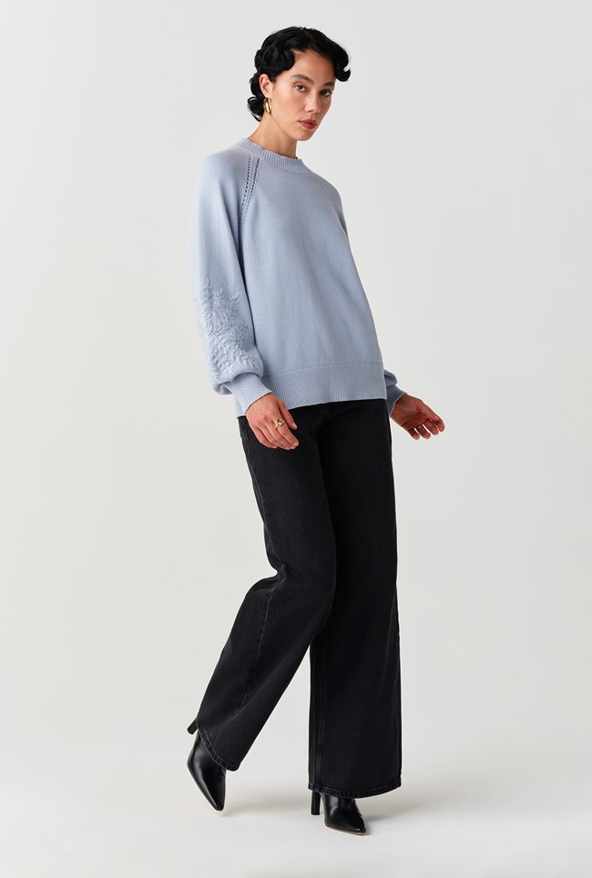 Olivia Embroidered Round Neck Knitted Jumper