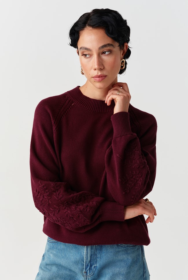 Olivia Embroidered Round Neck Knitted Jumper