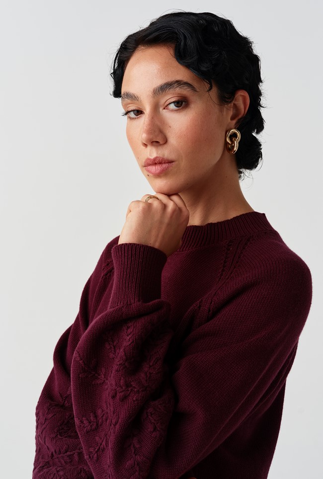 Olivia Embroidered Round Neck Knitted Jumper
