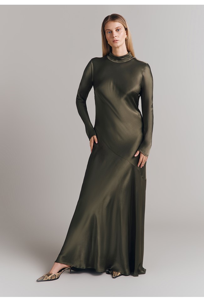 Ghost green satin dress hotsell