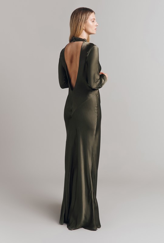 delphine button satin maxi dress Ghost Delphine Button Satin Maxi Dress
