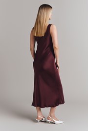 Olive Satin Midi Dress