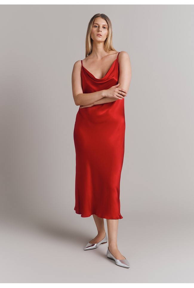 Ruby Satin Midi Slip Dress