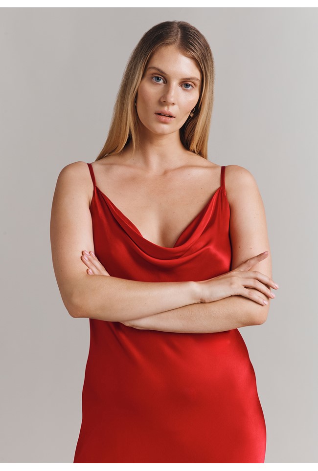 Ruby Satin Midi Slip Dress