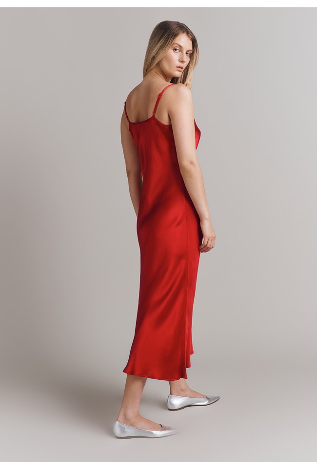 Ruby Satin Midi Slip Dress