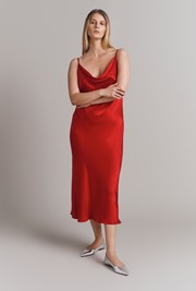 Ruby Satin Midi Slip Dress