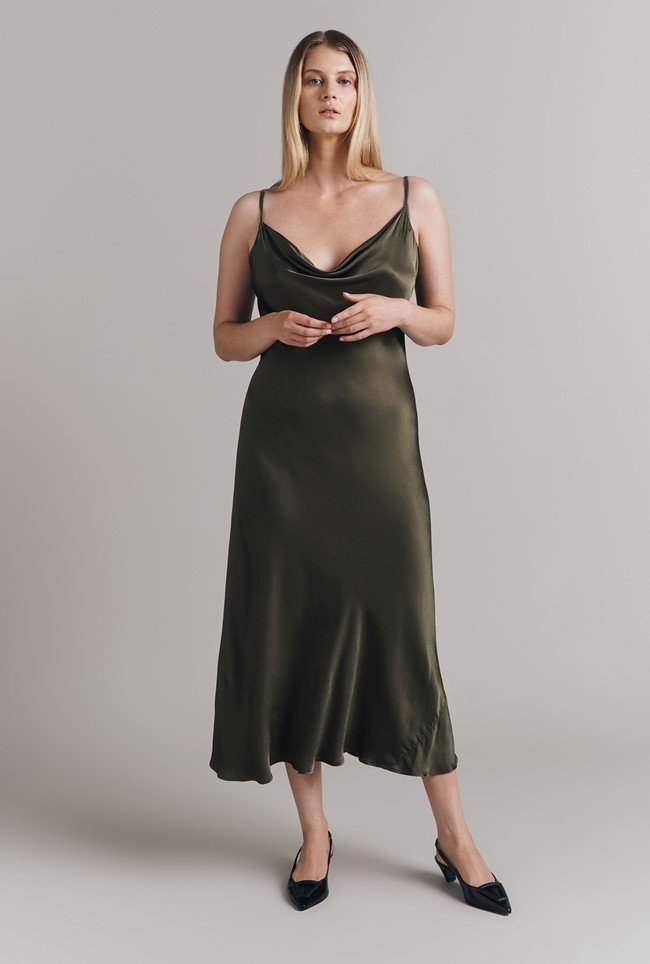 Ruby Satin Midi Slip Dress