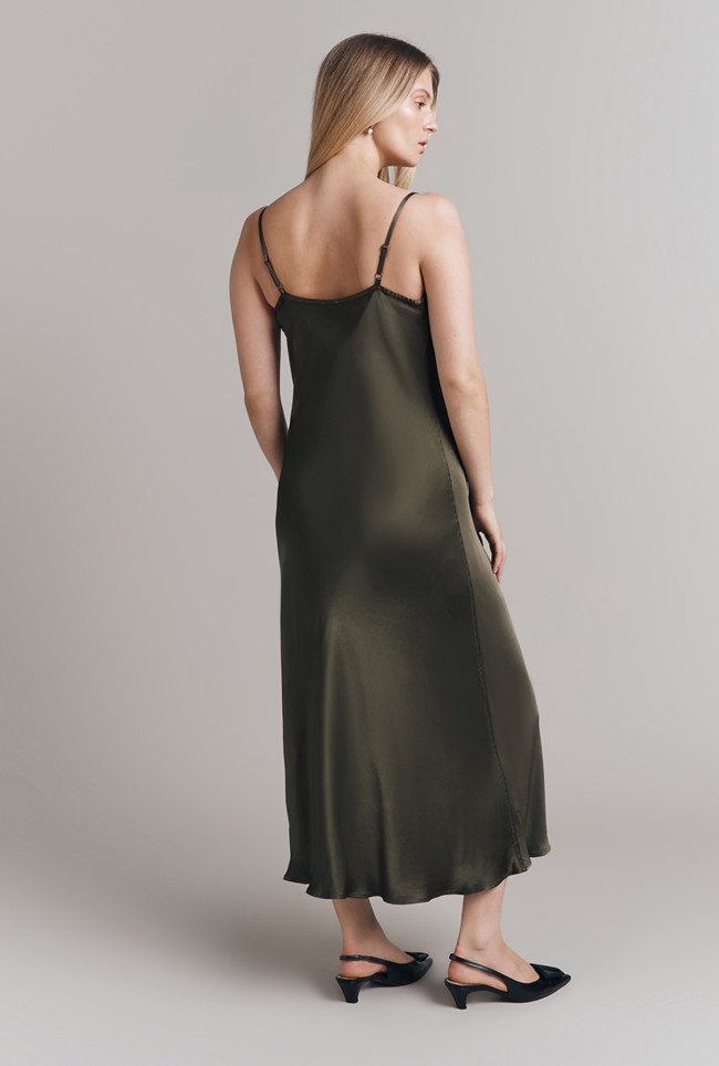 Ruby Satin Midi Slip Dress