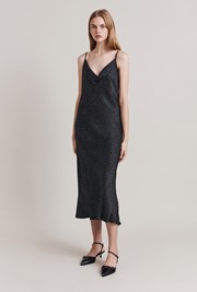 Ruby Spot Satin Midi Slip Dress