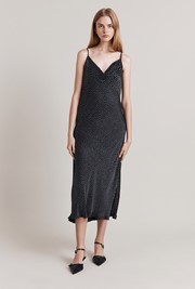 Ruby Spot Satin Midi Slip Dress